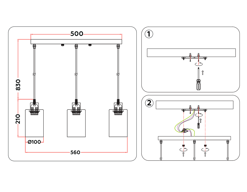TR3698/3 BK/SM черный/дымчатый E27*3 max 40W 560*100*1040